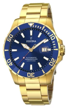 Festina F20533/1 Mens Blue Dial Gold Plated Bracelet Watch