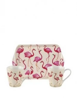 Portmeirion Sara Miller Flamingo Mug And Tray Set
