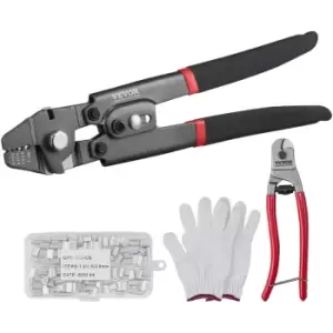 Crimping Tool, Up To 2.2mm Wire Rope Crimping Tool, Crimping Loop Sleeve Kit with a Cable Cutter and 160pcs Aluminum Buckles, Teflon Coating