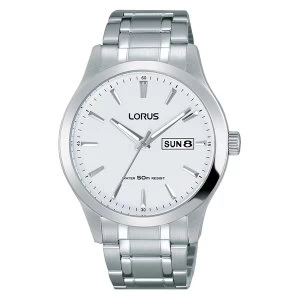 Lorus RXN25DX9 Mens Stainless Steel Dress Watch with White Dial