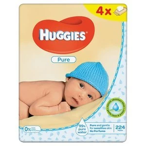 Huggies Baby Wipes Pure Quads 56x 4