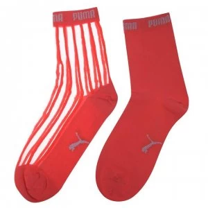 Puma 2 Pairs Sheer Striped Ankle Socks - Bright Pink