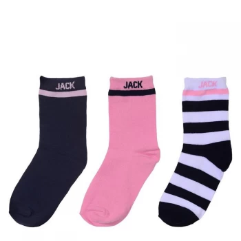 Jack Wills 3pk Ankle Socks JG21 - Navy/Pink