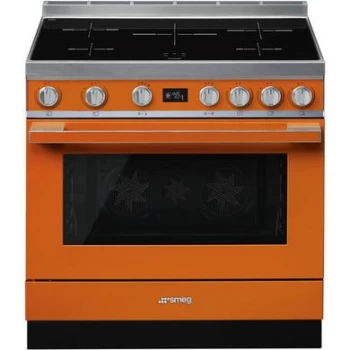 SMEG Portofino 90cm Pyrolytic Induction Range Cooker - Orange
