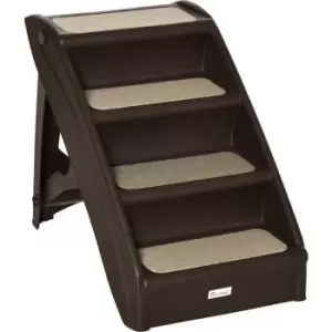 Four-Step Foldable Pet Stairs w/ Non-Slip Mats, for s, xs Dogs - Brown - Brown - Pawhut