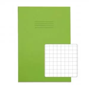 RHINO A4 Exercise Book 32 Pages 16 Leaf Light Green 10mm Squared