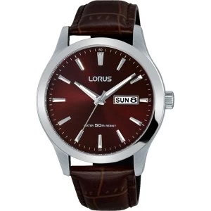 Lorus RXN31DX9 Mens Stylish Dress Watch with Brown Leather Strap