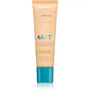 Lumene Matte Oil-Control Foundation Liquid Foundation for Oily and Combination Skin Shade 1 Classic Beige