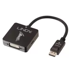 Lindy 41028 video cable adapter DisplayPort DVI-D + VGA (D-Sub) + HDMI Black