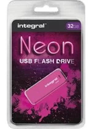 Integral INFD32GBNEONPK 32GB Neon Pink USB 2.0 Flash Drive