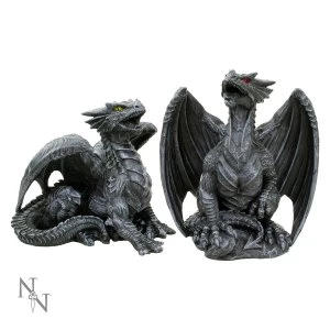 Dark Fury Set of 2 Dragon Figurines