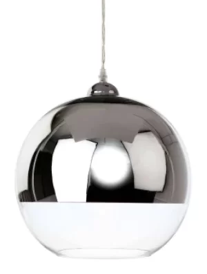 Club 1 Light Globe Ceiling Pendant Chrome and Clear Glass, E27