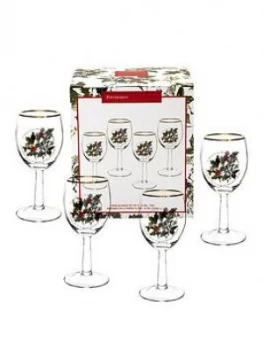 Holly & Ivy Set Of 4 Wine Glasses