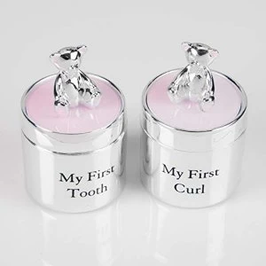 Bambino Silver Plated First Tooth & Curl Box Set - Pink
