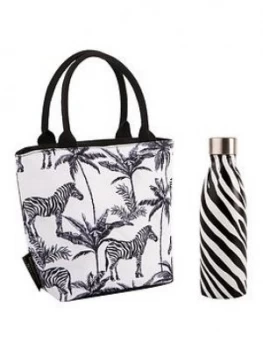 Summerhouse By Navigate Madagascar Insulated Lunch Tote Zebra Repeat Plus Stainless Steel Drinks Bottle