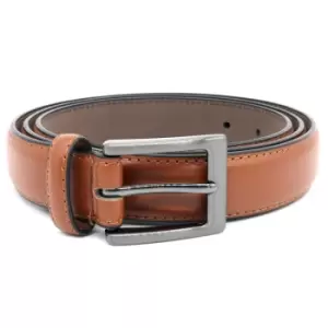 Duke Mens Anthony Square Buckle Edge Stitched Leather Belt (42in) (Tan)