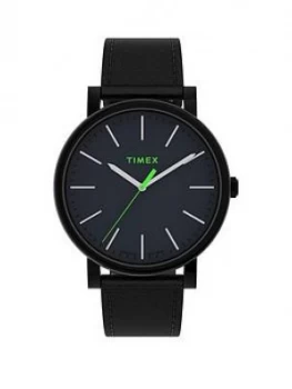Timex Timex Originals 42Mm Black Leather Strap Watch
