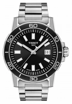 Tissot Supersport Black Dial Stainless Steel Bracelet Watch