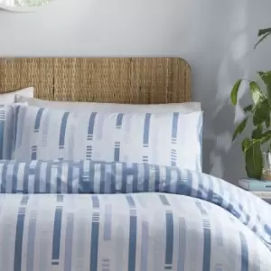 Charlotte Thomas Dune Blue Reversible Duvet Cover Set Striped Bedding Modern Fresh Bed Lining with Polliowcase Single - Blue