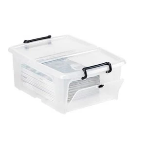 Strata 20 litre Smart Box Clip On Folding Lid Opens Front or Side Clear