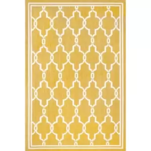Terrace Spanish Tile Flatweave Outdoor Indoor Gold Rug in 80 x 150cm (2'6''x5'0'')