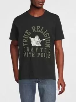 TRUE RELIGION Arch Logo T-Shirt, Black, Size L, Men