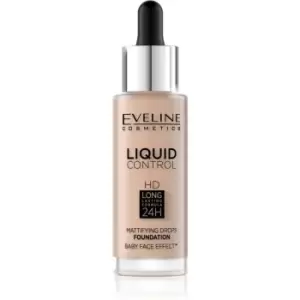 Eveline Cosmetics Liquid Control Liquid Foundation With Pipette Shade 030 Sand Beige 32 ml