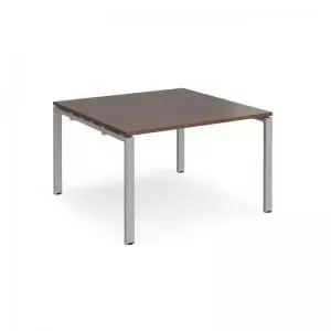 Adapt square boardroom table 1200mm x 1200mm - silver frame and walnut