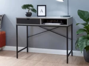 GFW Telford Concrete Effect and Black 1 Drawer Computer Desk Flat Packed
