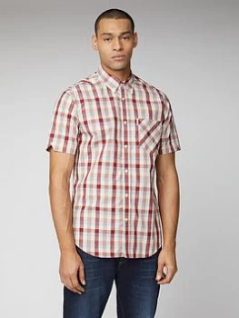 Ben Sherman Short Sleeve Check Shirt - Red, Size S, Men