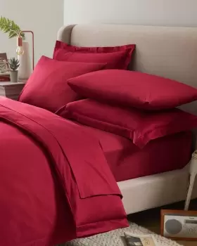 Cotton Traders 400 Thread Count Sateen Extra Deep Fitted Sheet (38cm Deep) in Red