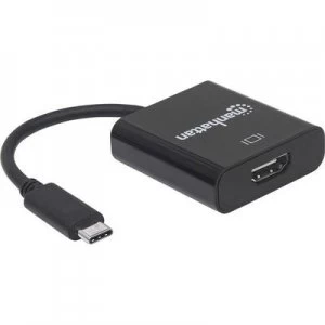 Manhattan USB / HDMI Adapter [1x USB 3.2 2nd Gen connector C (USB 3.1) - 1x HDMI socket] Black Colour-coded, Flexible, Metal foild shield, UL-approved