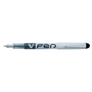 Original Pilot V4W Fountain Pen Disposable Silver Barrel Iridium Nib Black Pack of 12