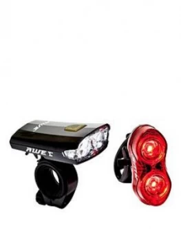 Awe X-Fireflashtm Rechargeable Bicycle 2 LedS Front & Rear USB 2.0 Light Set 80 Lumens