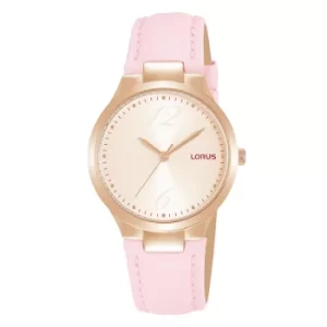 Ladies Dress Watch with Light Pink Leather Strap & Pink Dial
