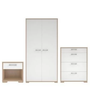 Evie Matt high gloss White Oak effect 3 piece bedroom furniture set