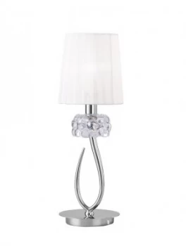 Table Lamp 1 Light E14 Small, Polished Chrome with White Shade