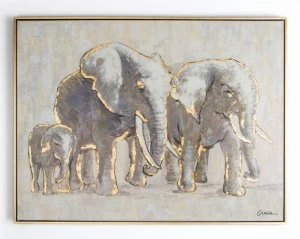 Art for the Home Metallic Elephant Framed Painted Canvas