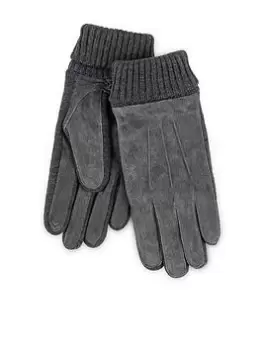 Totes Isotoner Suede Glove With Knit Cuff Smart Touch, Grey, Size L/Xl, Men
