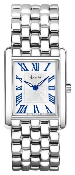 Accurist 71007 Rectangle Womens White Dial Stainless Watch
