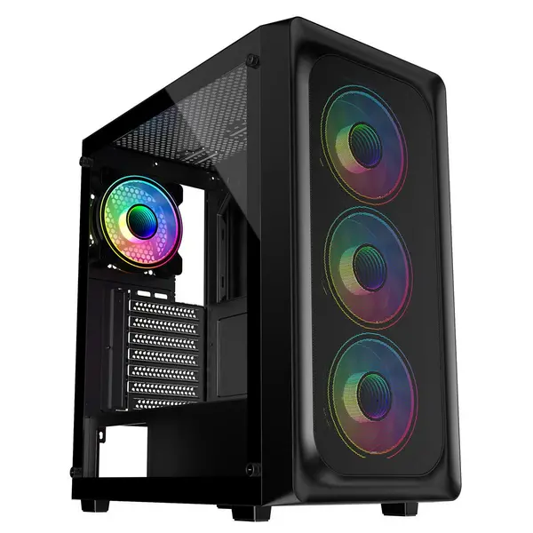 CiT Orion Black ATX Gaming Case with Mesh Front and Tempered Glass Side - CIT-ORION-B