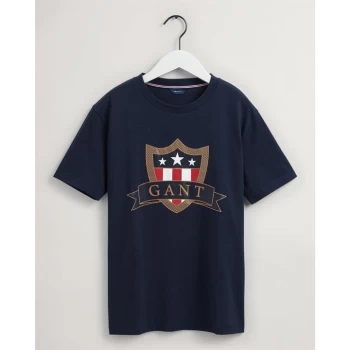 Gant Banner Shield T Shirt Junior - Eve Blue 433