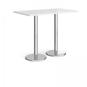 Pisa rectangular poseur table with round chrome bases 1400mm x 800mm -