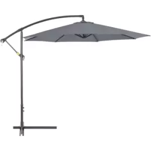 3(m) Garden Banana Parasol Cantilever Umbrella w/ Cross Base, Grey - Outsunny