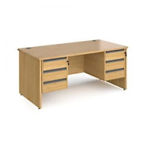 Dams International Straight Desk with Oak Coloured MFC Top and Graphite Frame Panel Legs and 2 x 3 Lockable Drawer Pedestals Contract 25 1600 x 800 x