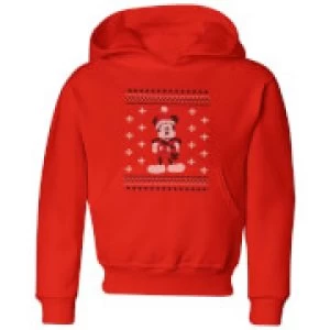 Disney Mickey Scarf Kids Christmas Hoodie - Red - 3-4 Years