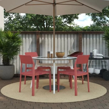 Thenovogratz - Novogratz Chandler Stacking Garden Patio Dining Chairs 4 Pack Red