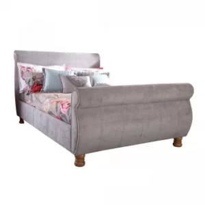 Chicago Upholstered Sleigh Bedstead Silver