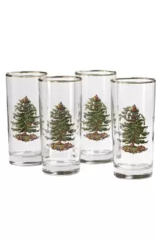 Spode Christmas Tree Hi-Ball Glasses Set of 4