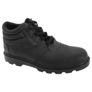 Grafters Mens Grain Leather Treaded Safety Toe Cap Boots (9 UK) (Black)